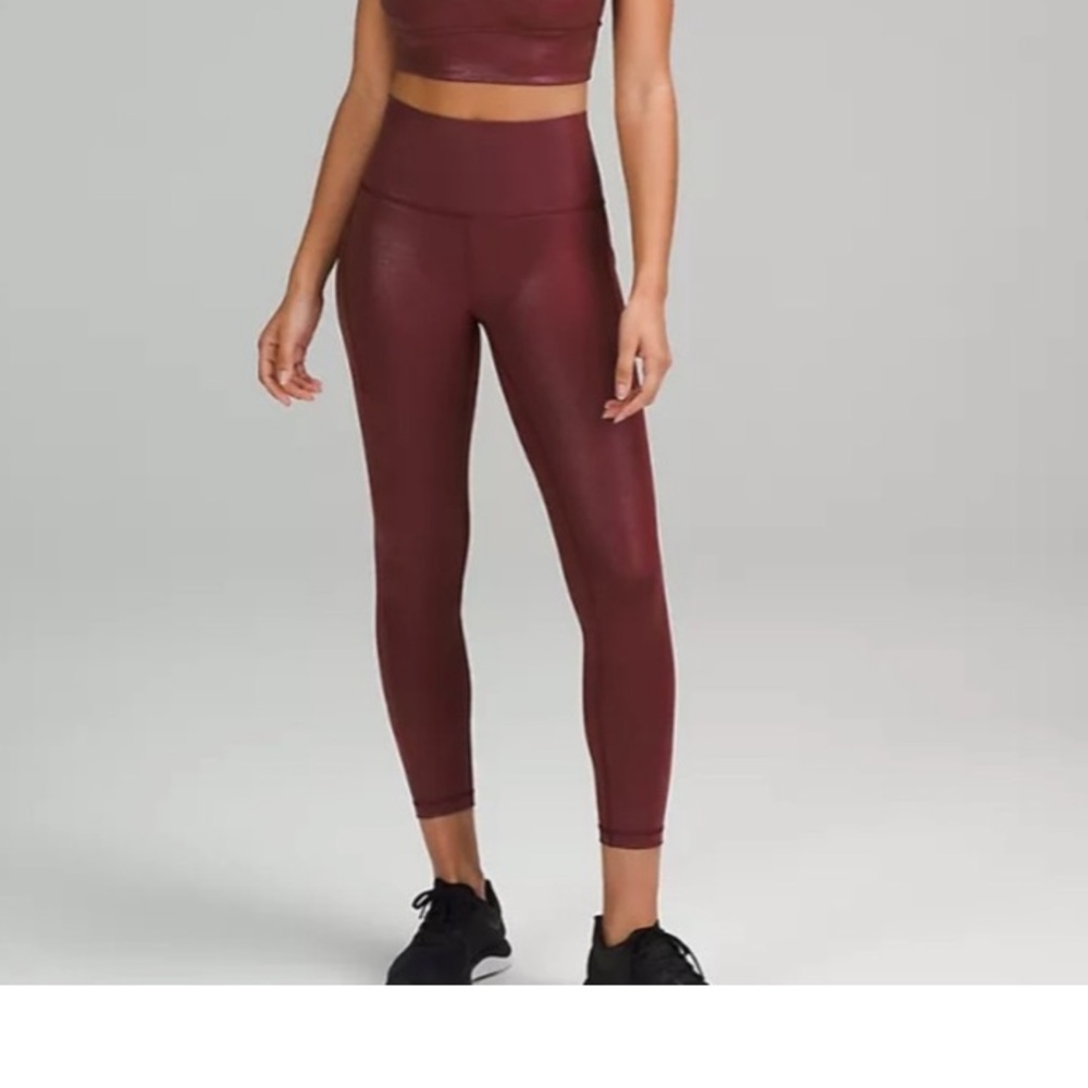 Lululemon Wunder Train HR Tight 25" with Foil Red Merlot